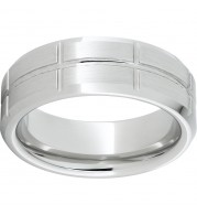 Serinium Beveled Edge Band with Rectangular Grooves and Satin Finish
