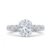 Shah Luxury 14K White Gold Oval Diamond Engagement Ring (Semi-Mount)