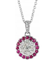 14K White Ruby & 1/3 CTW Diamond Necklace