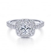 Gabriel & Co. 14k White Gold Contemporary Halo Engagement Ring