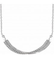 14K White 1/4 CTW Diamond Twisted Bar 16-18 Necklace