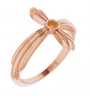 14K Rose Citrine Sideways Cross Ring