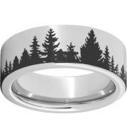 Serinium Pipe Cut Band with Pine Trees Laser Engraving