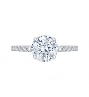 Shah Luxury Round Diamond Engagement Ring In 14K White Gold (Semi-Mount)