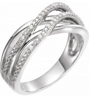 14K White .06 CTW Diamond Criss-Cross Ring