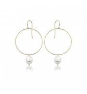 Carla 14k Yellow Gold Hoops with Dangling Pearl