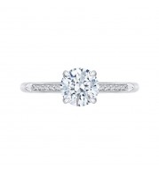 Shah Luxury 14K White Gold Round Diamond Cathedral Style Engagement Ring (Semi-Mount)