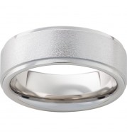 Serinium Flat Band with Grooved Edges and Stone Finish