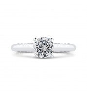 Shah Luxury 14K White Gold Round Diamond Halo Engagement Ring (Semi-Mount)