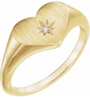 14K Yellow .01 CT Diamond 11.9 mm Heart Starburst Ring