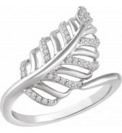 14K White 1/5 CTW Diamond Leaf Ring