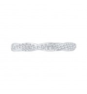 Shah Luxury 14K White Gold Round Diamond Criss-Cross Half-Eternity Wedding Band