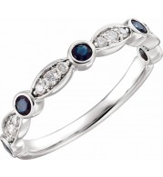 14K White Sapphire & 1/6 CTW Diamond Ring