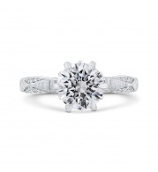 Shah Luxury Round Cut Diamond Engagement Ring In 14K White Gold (Semi-Mount)