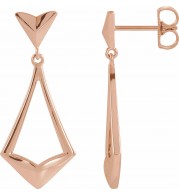 14K Rose Geometric Dangle Earrings with Backs