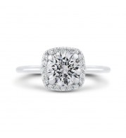 Shah Luxury 14K White Gold Round Diamond Halo Engagement Ring (Semi-Mount)