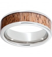 Serinium Pipe Cut Band with Exotic Mango Wood Inlay