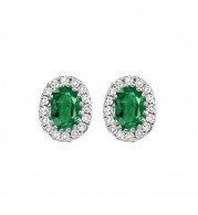 Gems One 14Kt White Gold Diamond (1/5Ctw) & Emerald (7/8 Ctw) Earring