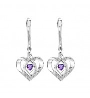 Gems One Silver Diamond (1/50 Ctw) & Created-Amethyst Earring