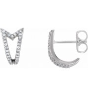 14K White 1/6 CTW Diamond Geometric J-Hoop Earrings
