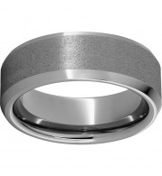 Rugged Tungsten  8mm Beveled Edge Band with Stone Finish