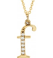 14K Yellow .03 CTW Diamond Lowercase Initial f 16 Necklace
