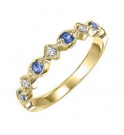Gems One 14Kt Yellow Gold Diamond (1/20Ctw) & Sapphire (1/6 Ctw) Ring