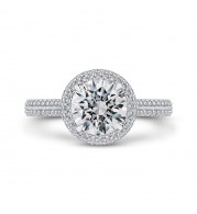 Shah Luxury 14K Two-Tone Gold Round Diamond Halo Engagement Ring (Semi-Mount)