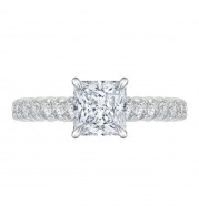 Shah Luxury 14K White Gold Princess Cut Diamond Cathedral Style Engagement Ring (Semi-Mount)