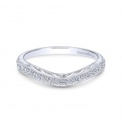 Gabriel & Co. 14k White Gold Victorian Curved Wedding Band