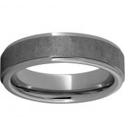 Rugged Tungsten  6mm Flat Grooved Edge Band with Sentinel Finish
