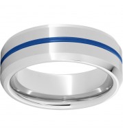Serinium Beveled Edge Band with Thin Blue Line Inlay