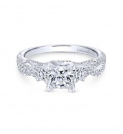 Gabriel & Co. 14k White Gold Contemporary 3 Stone Engagement Ring