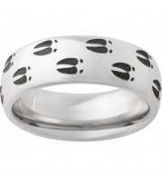 Serinium Domed Band with Deer Tracks Laser Engraving