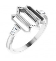 14K White 1/8 CTW Diamond Geometric Ring