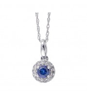 Gems One 10Kt White Gold Diamond (1/12Ctw) & Sapphire (1/5 Ctw) Pendant