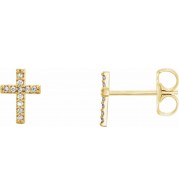 14K Yellow .05 CTW Diamond Cross Earrings