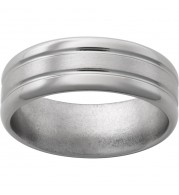 Titanium Pipe Cut Band with Two .5mm Grooves and Satin Finish Center