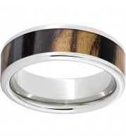 Serinium Pipe Cut Band with Exotic Black and White Ebony Wood Inlay