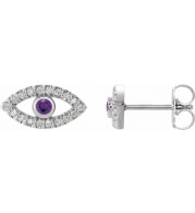 14K White Amethyst & White Sapphire Earrings