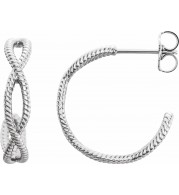 14K White 17x3.6 mm Rope Hoop Earrings