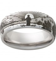 Serinium Domed Band with Sunrise Laser Engraving