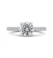 Shah Luxury Round Cut Diamond Classic Engagement Ring In 14K White Gold (Semi-Mount)