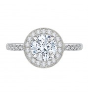 Shah Luxury 14K White Gold Round Diamond Halo Engagement Ring with Euro Shank (Semi-Mount)