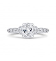 Shah Luxury 14K White Gold Oval Cut Diamond Split Shank Engagement Ring (Semi-Mount)