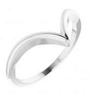 14K White V Ring