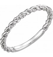 14K White Stackable Rope Ring