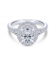 Gabriel & Co. 14k White Gold Rosette Double Halo Engagement Ring