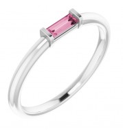 14K White Pink Tourmaline Stackable Ring