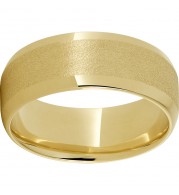 Modern Gold 8mm 10K Yellow Gold Ring with Beveled Edges and Stone Finish